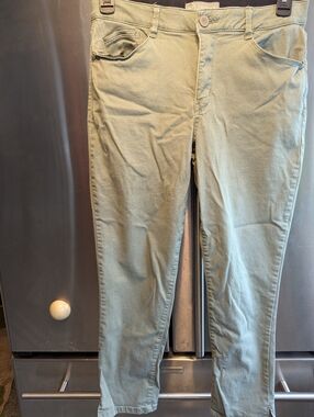Wit & Wisdam Olive Green Ankle Cropped Skinny Jeans Sz 10
